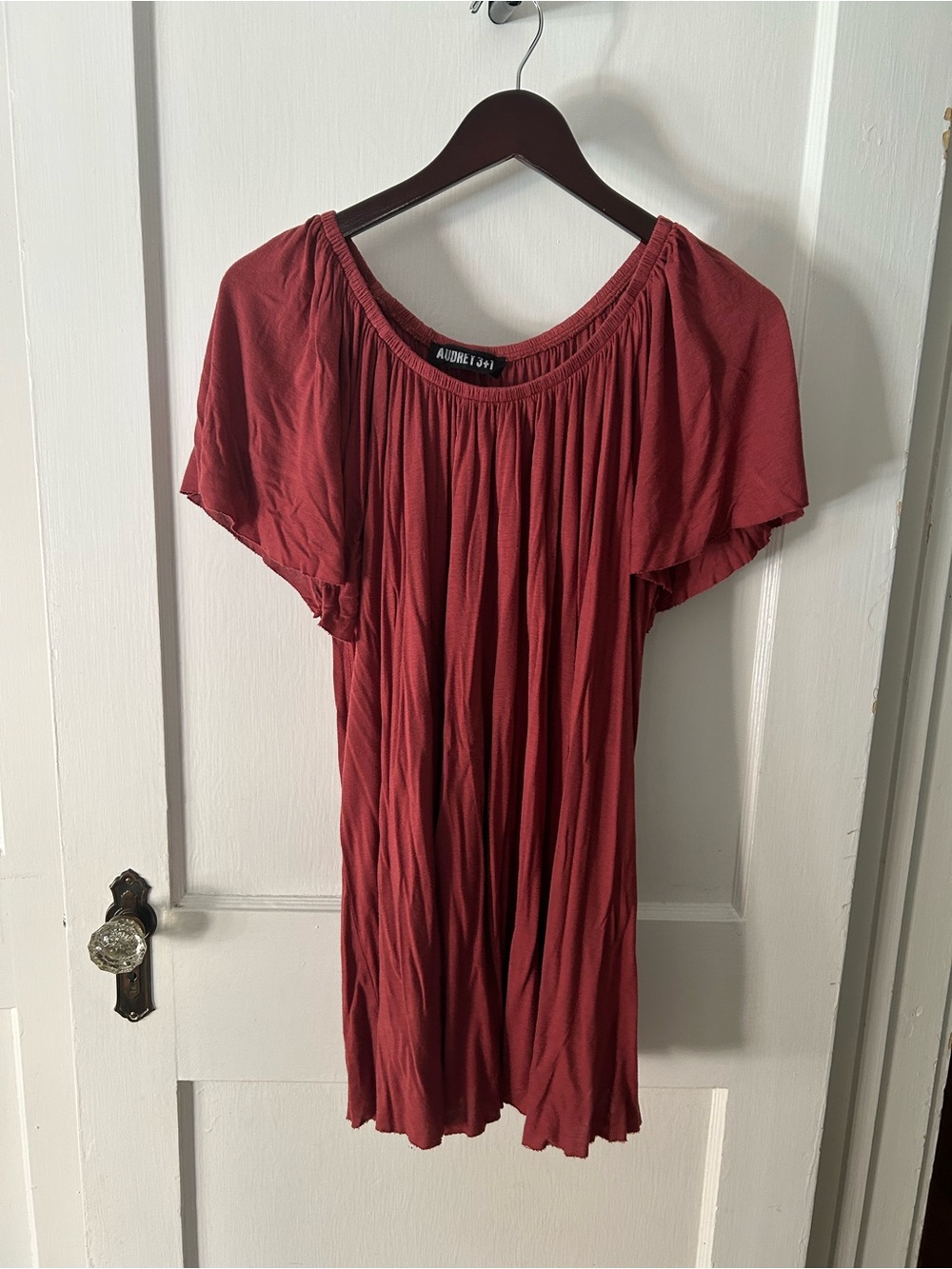 Audrey 3+1 Rust-Red Short Sleeve Mini Dress